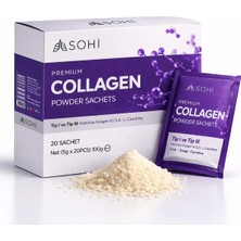 SOHİ Premium Collagen | Tip 1&3 Hidrolize Kolajen + C Vitamini & L-Carnitine | 20 Saşe