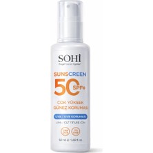 SOHİ SPF 50+ Yüz ve Vücut Güneş Kremi Tüm Cilt Tipleri İçin Nemlendirici Özellikli 50 ml