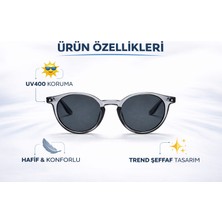 ModaTüm Şeffaf Yuvarlak Güneş Gözlüğü UV400 Korumalı Hafif Modern Tasarım
