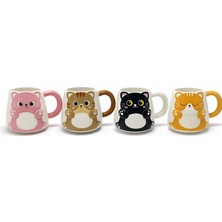 Tech Butiq Özel Tasarım 3D Kedi Figürlü Seramik Kupa Bardak