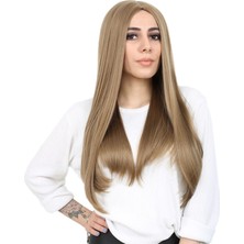 Pileli Store Fiber Sentetik Uzun Düz Peruk - Bebek Kumralı