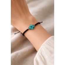 Ozgurca Aksesuar El Yapımı Murano Çiçek Detaylı Makrome Ip Bileklik - Ayarlanabilir