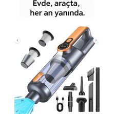 Azurtech 22000 Pa Araç Içi Süpürge 4'ü 1 Arada Kablosuz El Süpürgesi Ekranlı Type-C Şarjlı Hepa Filtreli