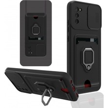 Freedom Storee Samsung Galaxy A03S Kılıf Zuma Kartvizitli Yüzüklü Silikon - Siyah