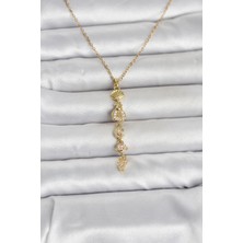Clariss 316L Çelik Gold Renk Deniz Temalı Y Model Zirkon Taşlı Kadın Kolye