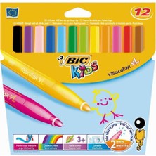 Bic Visa Yıkanabilir Jumbo Keçeli Boya Kalemi 12'li Renkli Set 3 Yaş ve Üstü Çocuklar İçin