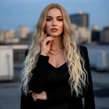 Pileli Store Fiber Sentetik Uzun Su Dalgası Peruk - Balköpüğü / Platin Kısa Ombreli