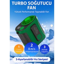 Azurtech Turbo Soğutucu Mini Fan Lambalı Şarjlı 3 Kademeli Hız Yüksek Performanslı Taşınabilir Klima Fanı