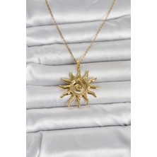 Clariss 316L Çelik Gold Renk Bohem Güneş Model Kadın Kolye