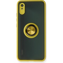 Freedom Storee Xiaomi Redmi 9A Kılıf Montreal Yüzüklü Silikon Kapak - Sarı