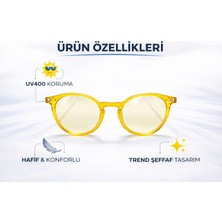 ModaTüm Şeffaf Yuvarlak Güneş Gözlüğü UV400 Korumalı Hafif Modern Tasarım