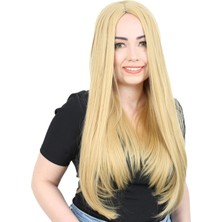 Pileli Store Fiber Sentetik Uzun Düz Peruk - Sarı