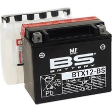 BTX12-BS Akü (YTX12-) 12V-10 Amper 180 Cca Bakım Gerekmez Akü  Supermoto