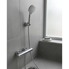 Midas Toptan Home Krem Duş Başlığı Seti 4 Kademeli El Duşu Spiral Hortumlu Banyo Seti