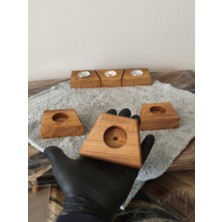 Doğal Ahşap El Yapımı Mumluk – Ceviz Ahşap – Üçlü Set