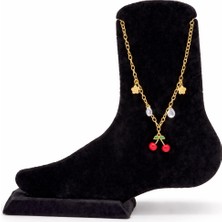 Pangu Mineli Kiraz Figürlü Zirkon Taş Detaylı Çelik Halhal