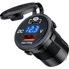 Somay Store Pano Tip Marin Voltmetreli USB 3.0 + Type-C Soketi 12-24V Çerçevesiz