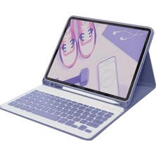 Freedom Storee Apple Ipad Air 11 (2024) Kılıf KC01 Smart Klavyeli Tablet Kılıfı - Derin Mor