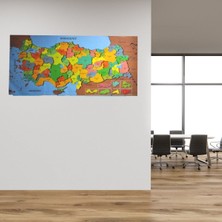 Renkli Türkiye Haritası Manyetik Yapıştırıcı Gerektirmeyen Duvar Stickerı 118 cm * 56 cm