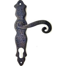 Antika Tarz Dekoratif Pirinç Kıvrık Yale Kapı Kolu - 210X43 Mm, Oksit
