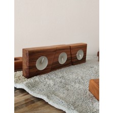 Doğal Ahşap El Yapımı Mumluk – Kayın (Gürgen) Ahşap – Üçlü Set