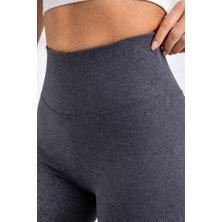 Arkkad Kadın Koyu Gri Yüksek Bel Pamuklu Spor Tayt