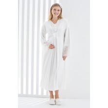 Erdeniz Tekstil Hamile Gecelik ve Sabahlık Takımı/bisiklet Yaka/nefes Alan Pamuk Viskoz Kumaş/şık Danteldetaylı -2’li Set-Pregnant CLOTHING(2269)