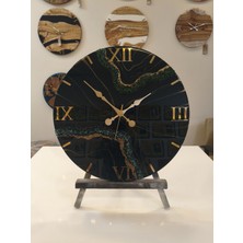 Deep Lapis Yeşili, Transparan ve Matt Granüllü, Epoksi Duvar Saati 60 cm