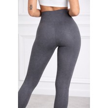 Arkkad Kadın Koyu Gri Yüksek Bel Pamuklu Spor Tayt