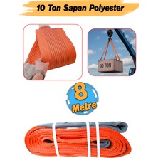 PremiumPort 10 Ton Polyester Spanzet 8m Kırmızı Güçlü Yük Kaldırma ve Taşıma Halatı