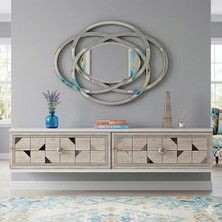Yumedi Design TDA1207BTS -Rabbit Duvara Montaj Tv Stand , Tv Sehpası 120CM Beyaz-Traverten-Silver