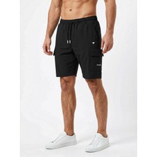 Sparrow Erkek Regular Fit Hızlı Kuruyan Baskılı Cırtlı Komando Cep ve Yan Cepli Spor Şort