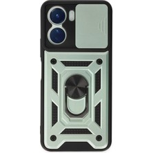 Freedom Storee Vivo Y16 Kılıf Pars Lens Yüzüklü Silikon - Yeşil