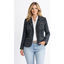 Jüji JUJİ Bohem Stil Antrasit Yıkama Denim Kot Ceket