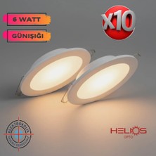 Helios Opto 10 Adet 6W Günışığı LED Spot (Beyaz Plastik Kasa)