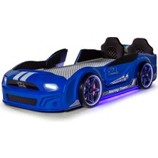Vivense Mustang Arabalı Full Ledli Kumandalı Müzikli Yatak, Mavi