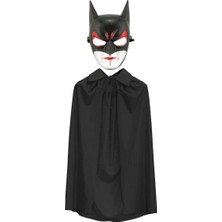 Go İthalat Batman Maskesi Cat Woman ve Batman Pelerini 90 cm Siyah Renk Set