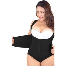 Toparlayıcı Kum Saati Görünümlü Siyah Agraflı Bel Ayarlı Zıbın Korse 2XL Regular Kalıp