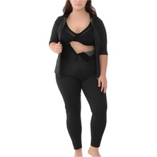 Ultra Yüksek Bel Agraflı Termal Sauna Tayt Termal Kollu Fermuarlı Bady Takım