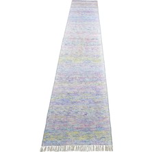 Zehra Abla Halı Yeni El Dokuma Okyanus Dalgalı Bukleli Pamuklu Yörük Yolluk Kilim 7261