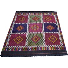 Zehra Abla Halı Antika El Dokuma Koleksiyonluk Kare Balıkesir Yörük Yün Cecim Kilim 7264