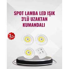 Midas Toptan Home 3 Lü Pilli Kablosuz LED Spot Lamba Seti Kumandalı Kolay Montaj Aydınlatma