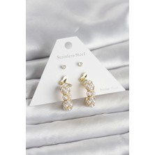 Pirinç Gold Renk Kelebek Detaylı Kadın Küpe Seti - Lisinya