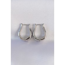 Pirinç Gümüş Renk Içi Boş Gül Küpe - Lisinya