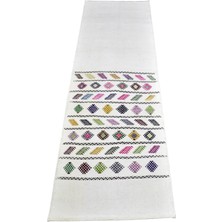 Zehra Abla Halı Yeni El Dokuma Emsalsiz Ak Pamuklu Yörük Kilim 7263