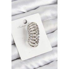 Pirinç Yay Model Gümüş Renk Sağ Kıkırdak Küpe - Lisinya