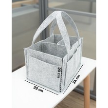 Wellasya Keçe Anne Bebek Bakım Çantası  Çok Bölmeli Düzenleyici Organizer, Gri, Dayanıklı ve Hafif Taşınabilir Bebek Çanta Içi Düzenleyici