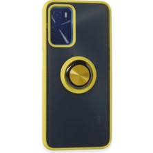 Magicool Oppo A16 Kılıf Montreal Yüzüklü Silikon Kapak - Sarı
