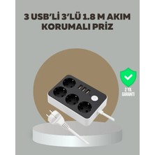Midas Toptan Home 4 Prizli 3 USB Portlu Anahtarlı Akım Korumalı Priz