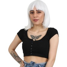 Pileli Store Küt Kahküllü Fiber Sentetik Peruk - Beyaz